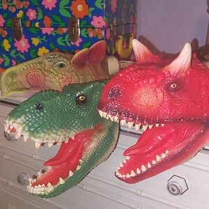 6 VTG Rubber Dinosaur hand puppets